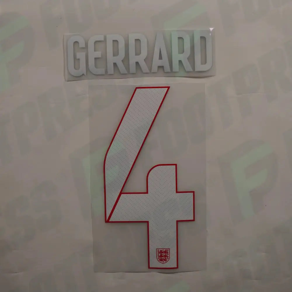 Official Nameset  - England, Gerrard, 2014/2015, Away, White