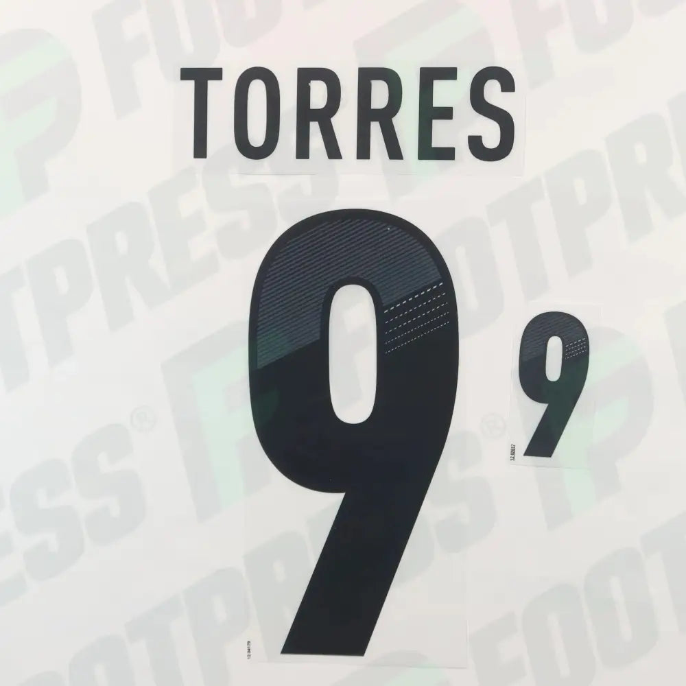 Official Nameset - Spain,Torres,Euro 2012,Away,Black,