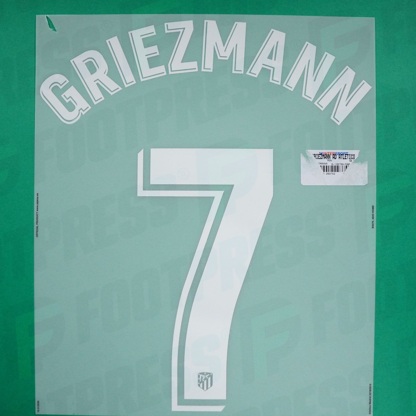 Flocage Officiel - Atletico Madrid, Griezmann, 2018/2019, Home, Blanc