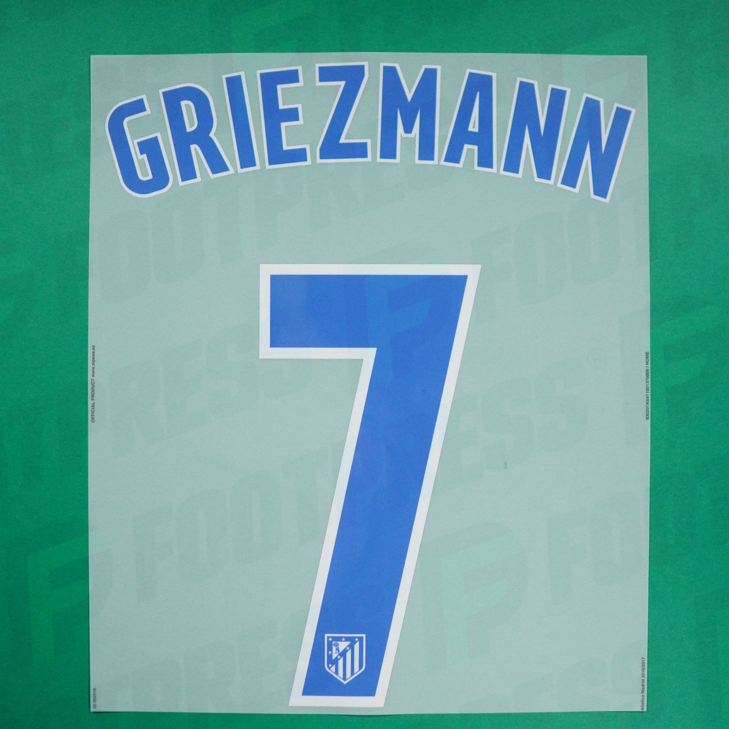 Official Nameset - Atletico Madrid, Griezmann, 2016/2017, Home, Blue