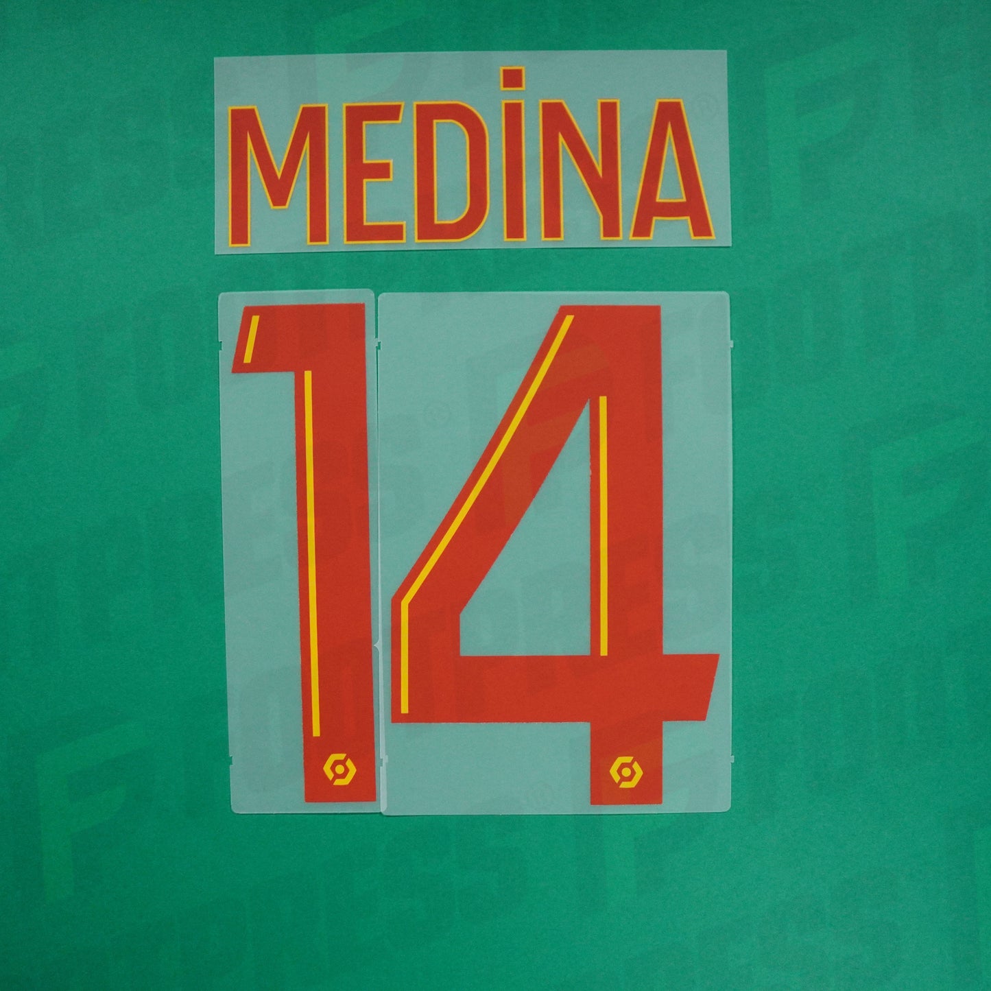 Flocado Oficial - RC Lens, Medina, 2021/2022, Local, Rojo/Amarillo