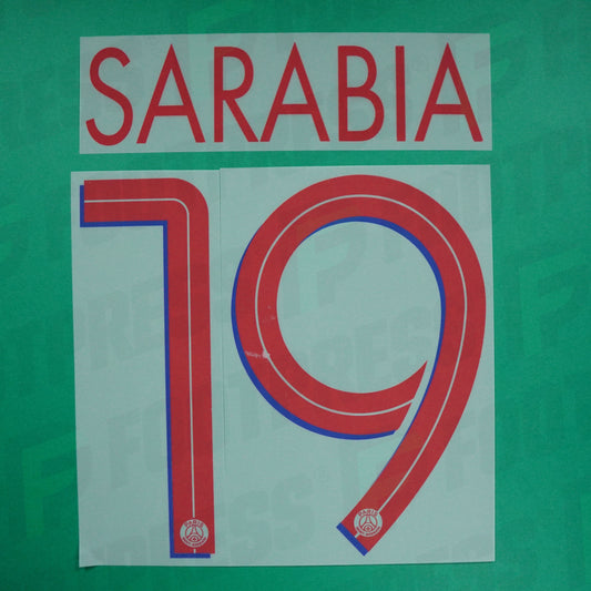 Official Nameset - Paris Saint-Germain, Sarabia, 2020/2021, Away LDC, Red/Blue (PSG)