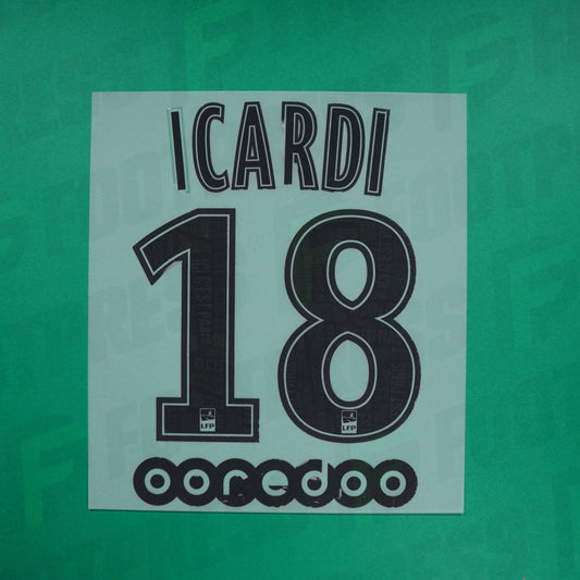 Flocage Officiel - Paris Saint-Germain ENFANT, "Icardi lettres "R"+"I" endommagées + ooredoo endommagé", 2019/2020, Away JUNIOR, Noir