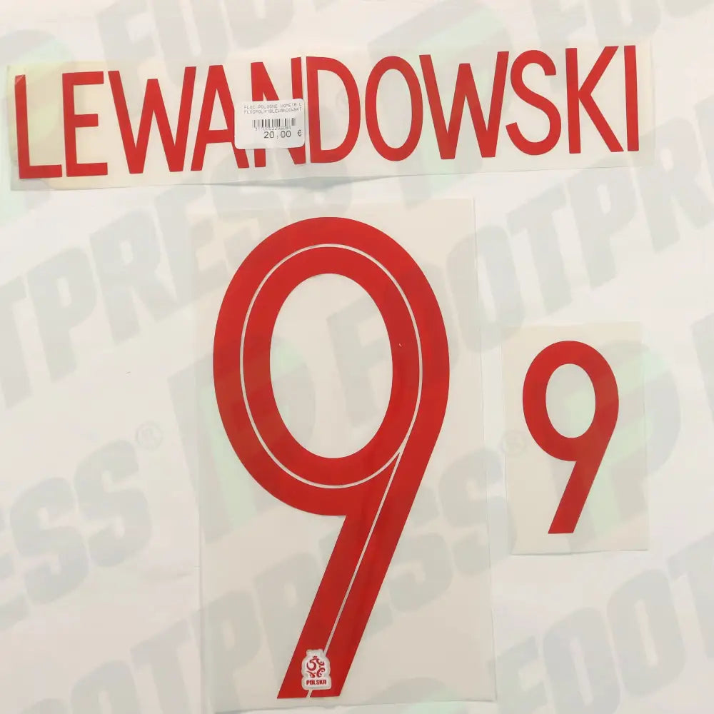 Flocage Officiel - Pologne, Lewandowski, WC 2018, Home, Rouge